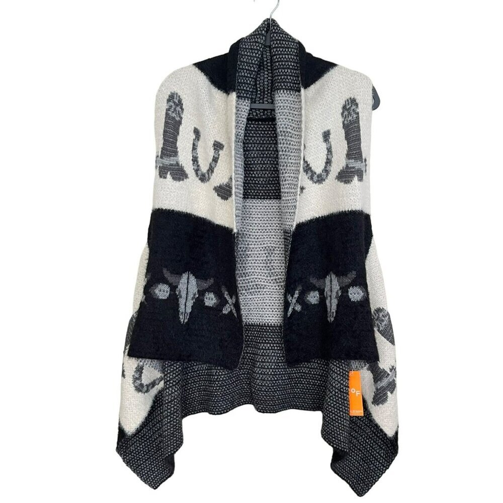 LOF Boho Western Buffalo Boot Sweater Vest Waterfall Soft One Size